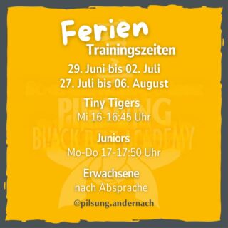 Pil Sung Training findet in der 1., 5. und 6. Ferienwoche statt. 

Alle, die Pil Sung einfach mal ausprobieren möchten sind herzlich willkommen.

Ihr habt Fragen? Ruft uns an.
02632 9580077

Pil Sung Black Belt Academy
Kölnerstraße 29
56626 Andernach

#ferien #pilsung #kinderstarkmachen #gegenlangeweile